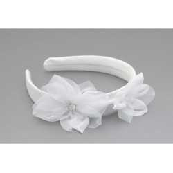 White First Holy Communion Headband Style W-421