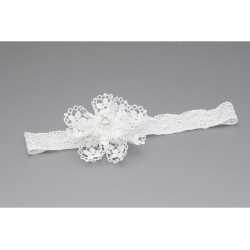 Handmade White Christening Baby Girl Headband Style C-064