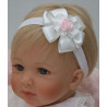 HANDMADE WHITE/PINK BABY GIRL CHRISTENING HEADBAND STYLE 412 BIS