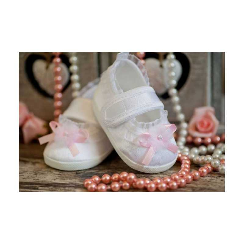 White/Pink Christening/Special Occasion Shoes Style M009