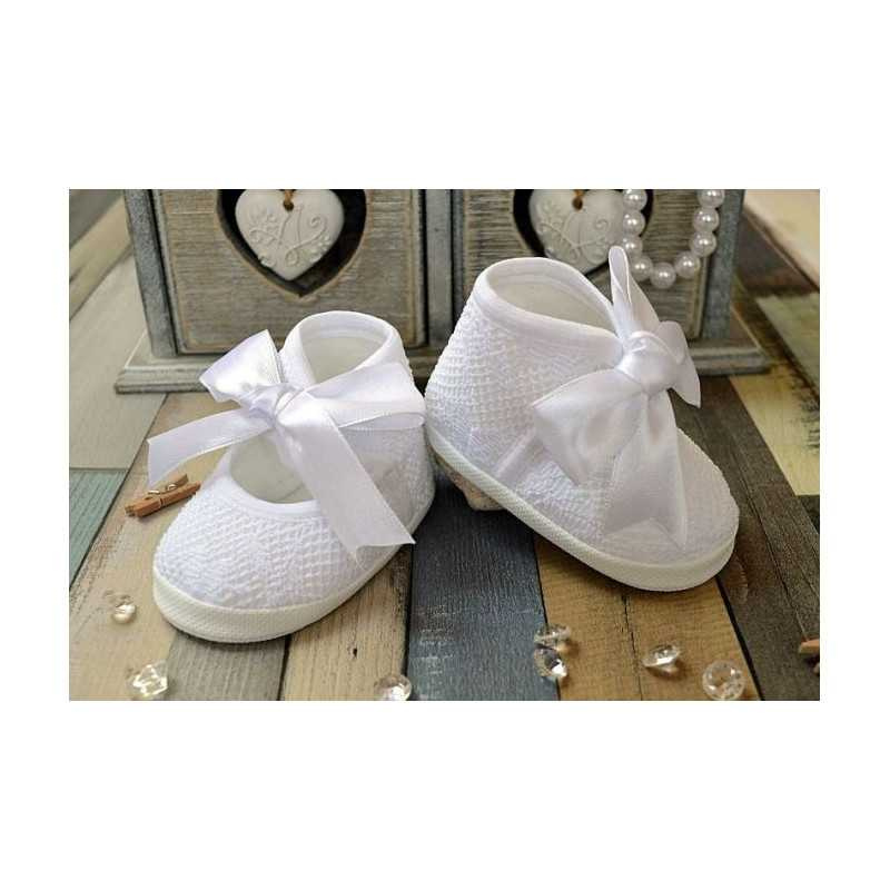 White Baby Girls Christening/Occasion Ballerina Shoes Style M013