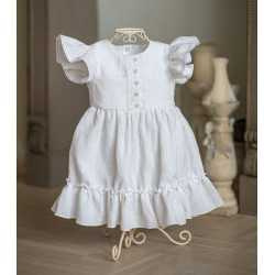 Handmade Christening/Baptism Baby Girl Linen Dress Style LENA BIS