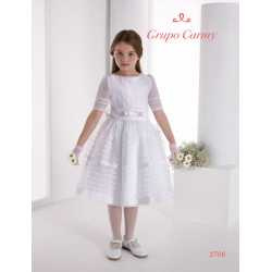 Spanish Handmade White Ballerina Length First Holy Communion Dress Style 2706