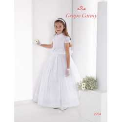 SPANISH WHITE HANDMADE BALLERINA LENGTH FIRST HOLY COMMUNION DRESS STYLE 2704