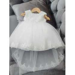 WHITE CHRISTENING TULLE BABY GIRL DRESS KHLOE BY SEVVA