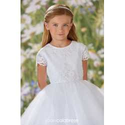 JOAN CALABRESE WHITE TEA-LENGTH FIRST HOLY COMMUNION DRESS STYLE 120356