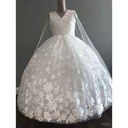 HANDMADE WHITE FIRST HOLY COMMUNION DRESS STYLE T-874