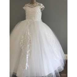 HANDMADE WHITE FIRST HOLY COMMUNION DRESS STYLE T-875