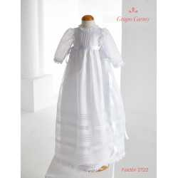 CARMY HANDMADE WHITE CHRISTENING/BAPTISM BABY GIRL GOWN & BONNET STYLE 2722