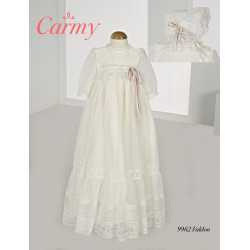 CARMY HANDMADE IVORY CHRISTENING/BAPTISM BABY GIRL GOWN & BONNET STYLE 9962