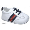 Spanish Handmade White/Red/Navy Christening Shoes by Tinny Shoes Style 15043