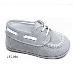 SPANISH HANDMADE GREY/WHITE CHRISTENING SHOES BY TINNY SHOES STYLE 15026