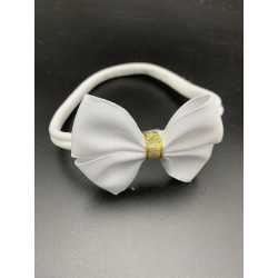 White/Gold Handmade Baby Girl Christening Headband Style 1027