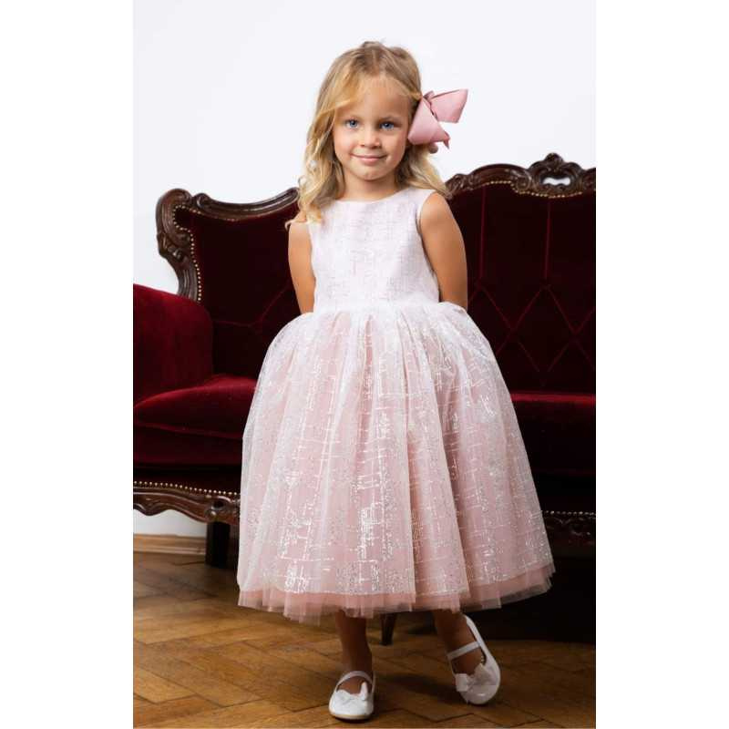 Handmade Dusky Pink And Silver Glitter Detail Confirmation Dress Style Harper