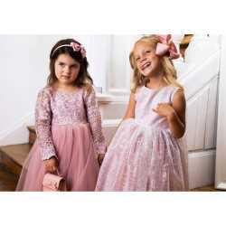 Handmade Dusky Pink And Silver Glitter Detail Confirmation Dress Style Harper