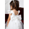 Beautiful Handmade Ivory Christening Dress With Gold and Pearl Detail Belt Style Kenzi