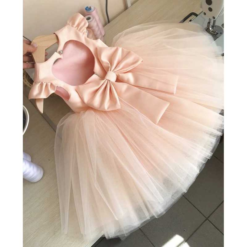 BEAUTIFUL HANDMADE PEACH FLOWER GIRLS DRESS STYLE CECI