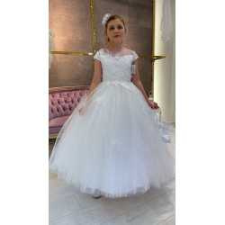 HANDMADE WHITE FIRST HOLY COMMUNION DRESS STYLE T-881