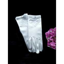 WHITE SATIN FIRST HOLY COMMUNION GLOVES STYLE 809