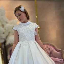 HANDMADE WHITE FIRST HOLY COMMUNION DRESS STYLE T-880