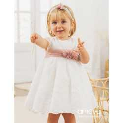 AMAYA HANDMADE IVORY/PINK CHRISTENING/BAPTISM BABY GIRL DRESS STYLE 532160