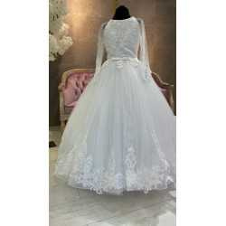 White First Holy Communion Dress with Long Sleeves Style 3004