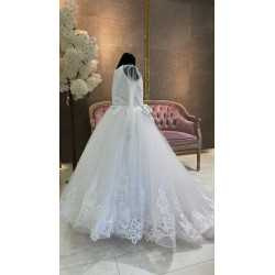 White First Holy Communion Dress with Long Sleeves Style 3004