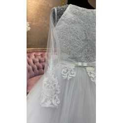 White First Holy Communion Dress with Long Sleeves Style 3004