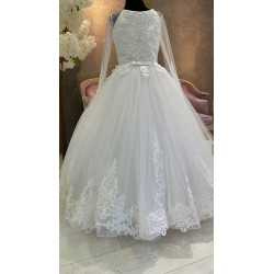 White First Holy Communion Dress with Long Sleeves Style 3004