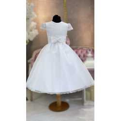 SPANISH HANDMADE WHITE BALLERINA LENGTH FIRST HOLY COMMUNION DRESS STYLE 2714