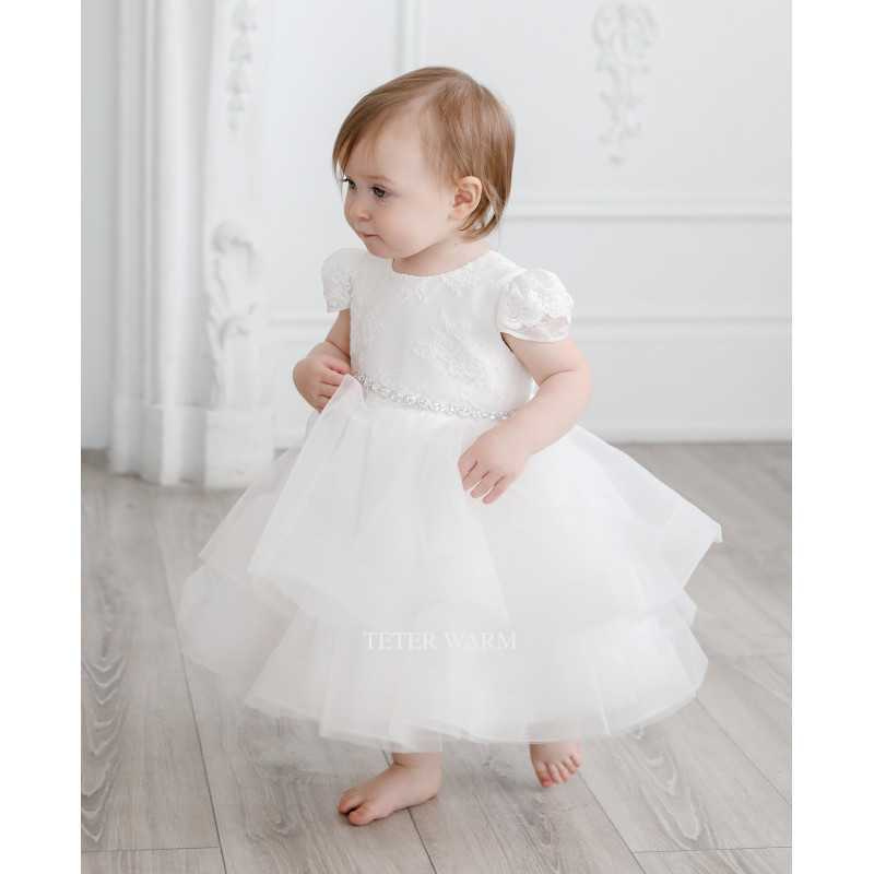 TETER WARM HANDMADE BABY GIRL IVORY CHRISTENING DRESS STYLE B72