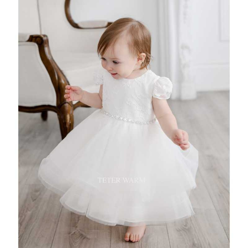 TETER WARM HANDMADE BABY GIRL IVORY CHRISTENING DRESS B92