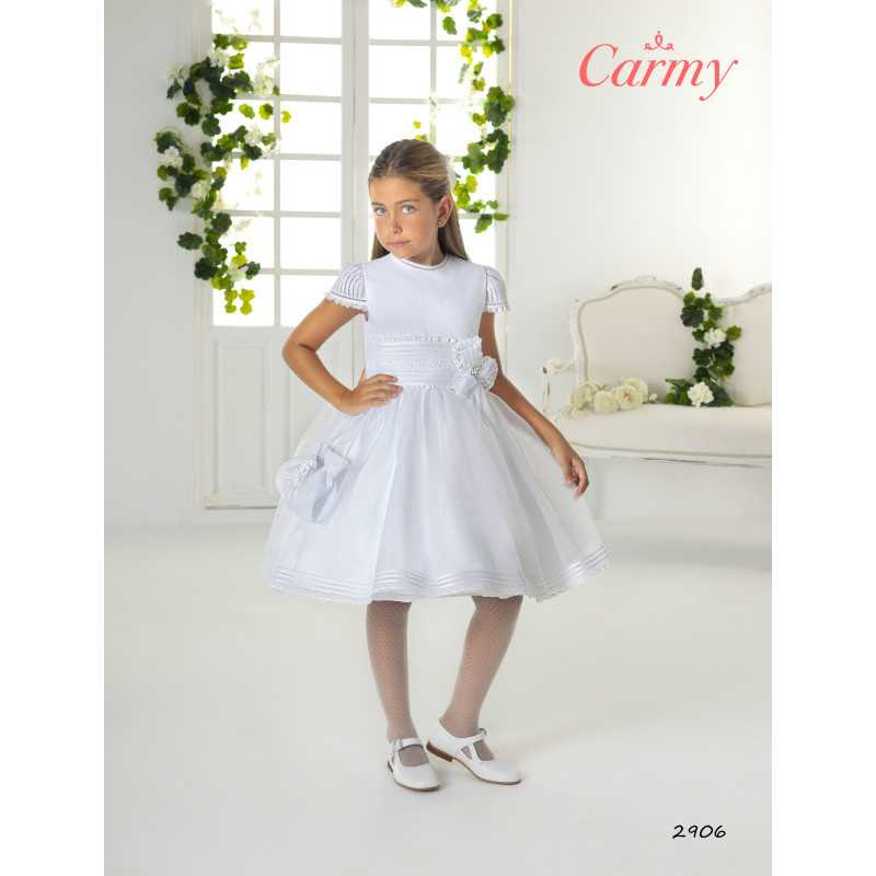 SPANISH HANDMADE WHITE BALLERINA LENGTH FIRST HOLY COMMUNION DRESS STYLE 2906