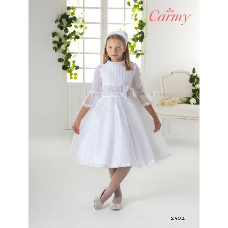 CARMY HANDMADE WHITE/PINK FIRST HOLY COMMUNION DRESS STYLE 2902