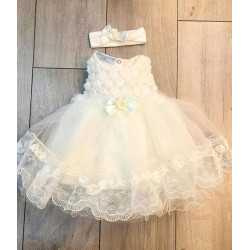 Baby Girl Ivory Christening Dress & Headband Style 123046