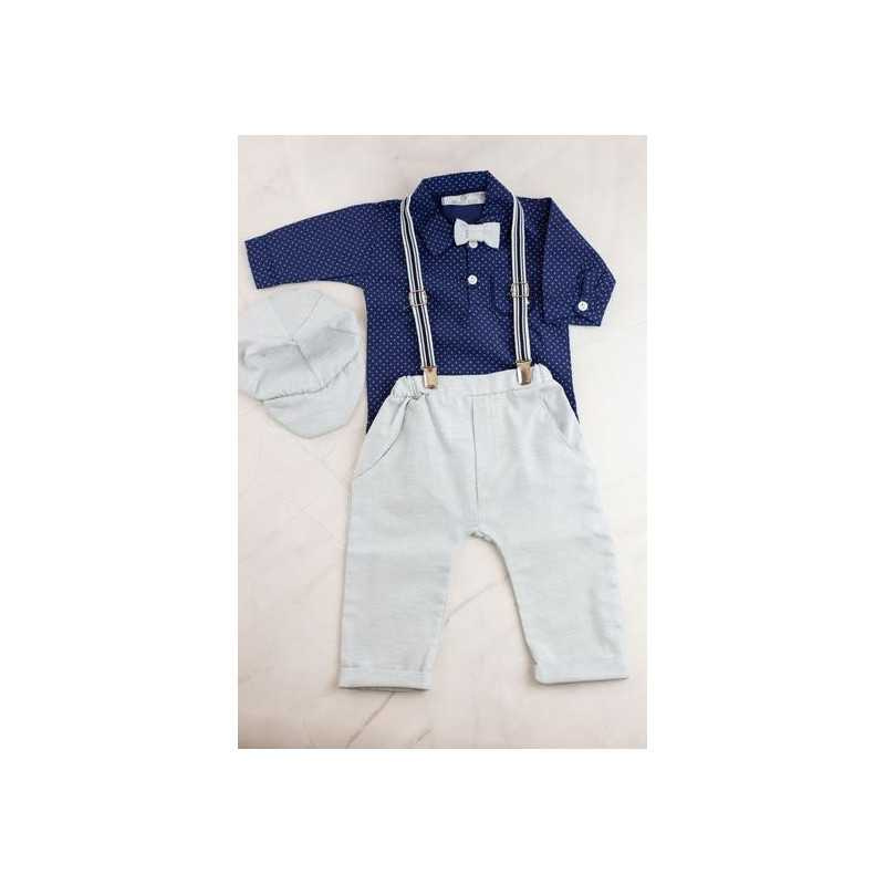 Beau Kid Blue Baby boys christening 4pc Set Style 30280-nv