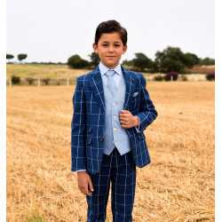 One Varones Navy Chequered First Holy Communion Jacket Style 10-03041