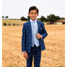 One Varones Navy Chequered First Holy Communion Jacket Style 10-03041