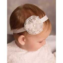 Ivory Baby Girl Christening Headband Style Marcelina