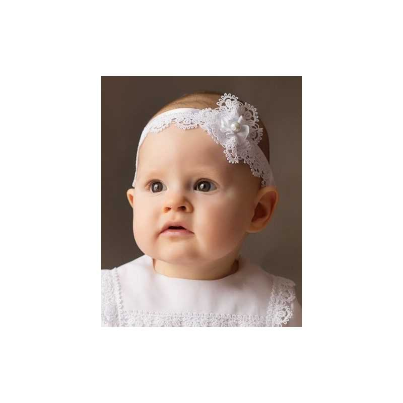 Baby Girls White Christening Headband Style Victoria Headband