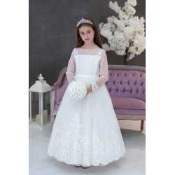 Handmade Ivory Long Sleeved First Holy Communion Dress Style NAOMI IVORY