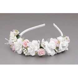 WHITE/PINK/GREEN FIRST HOLY COMMUNION HEADBAND STYLE OW-058