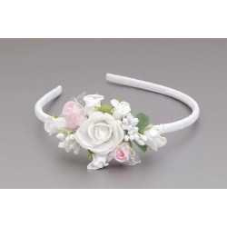 WHITE/PINK/GREEN FIRST HOLY COMMUNION HEADBAND STYLE OW-061