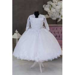 HANDMADE WHITE FIRST HOLY COMMUNION DRESS T-949