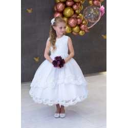 JOAN CALABRESE WHITE TEA-LENGTH FIRST HOLY COMMUNION DRESS STYLE 121302