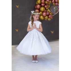 JOAN CALABRESE WHITE TEA-LENGTH FIRST HOLY COMMUNION DRESS STYLE PJ-02