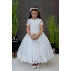 JOAN CALABRESE WHITE TEA-LENGTH FIRST HOLY COMMUNION DRESS STYLE PJ-22