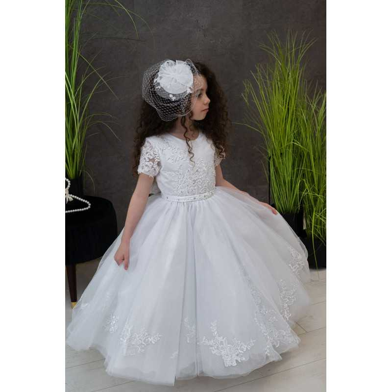 JOAN CALABRESE WHITE TEA-LENGTH FIRST HOLY COMMUNION DRESS STYLE PJ-07