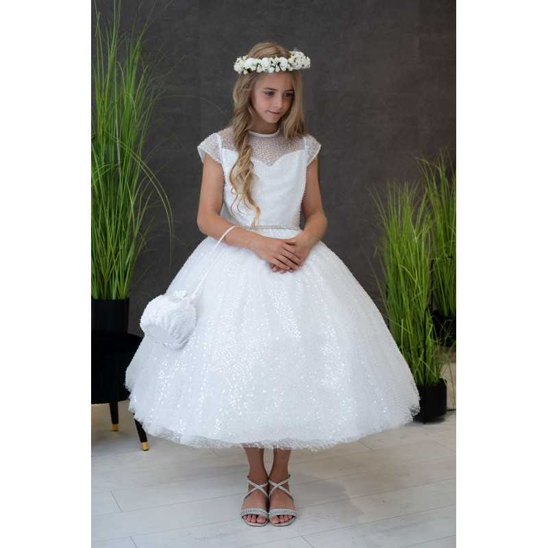 HANDMADE WHITE FIRST HOLY COMMUNION DRESS T-984