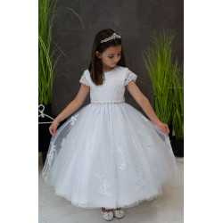 JOAN CALABRESE WHITE TEA-LENGTH FIRST HOLY COMMUNION DRESS STYLE PJ-03